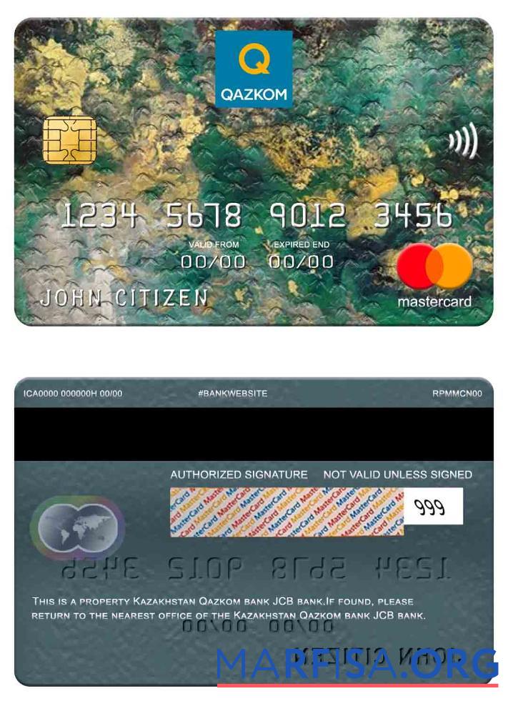 Realistic Kazakhstan Qazkom bank JCB bank mastercard sample